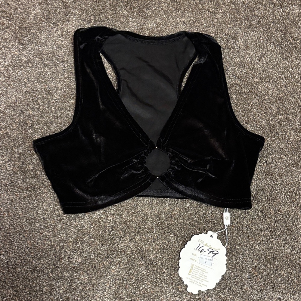Black Velvet Crop Top